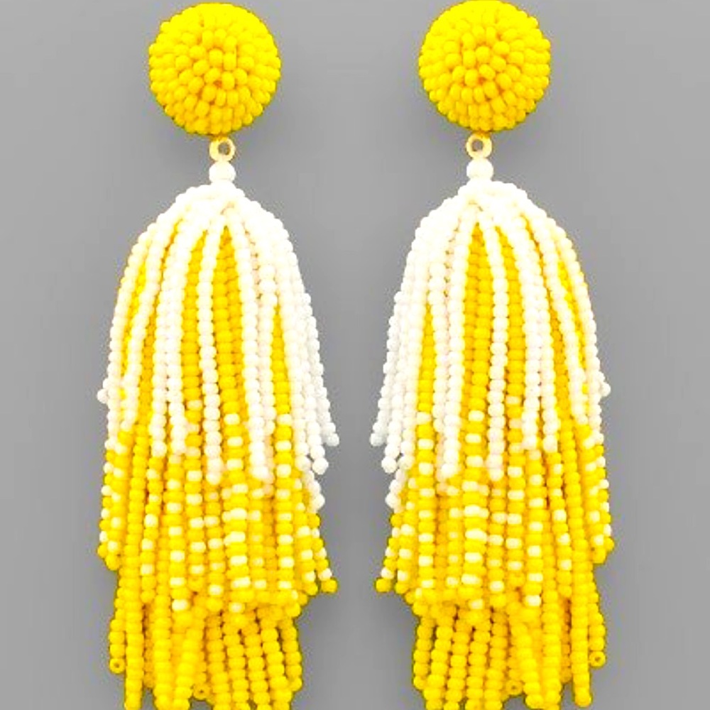 White and Yellow post back earrings